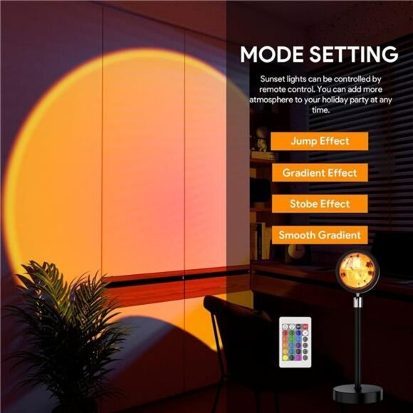 Sunset Lamp Projection Led Lights with Remote Control 16 Colors Night Light 360° - Picture 5 of 7